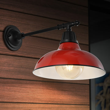 Wallace 12.25" Farmhouse Industrial Indoor/Outdoor Iron LED Victorian Arm Outdoor Sconce